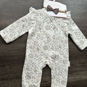 Shabby Chic Floral Kids One Piece - Cream